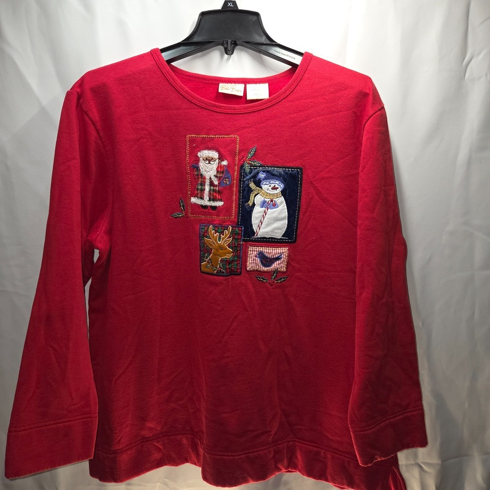 Bobbie Brooks XL Red Ugly‎ Christmas Sweater VTG Snowman Santa Deer